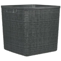Panière Box Cube effet jute 17L 27x27x27cm gris