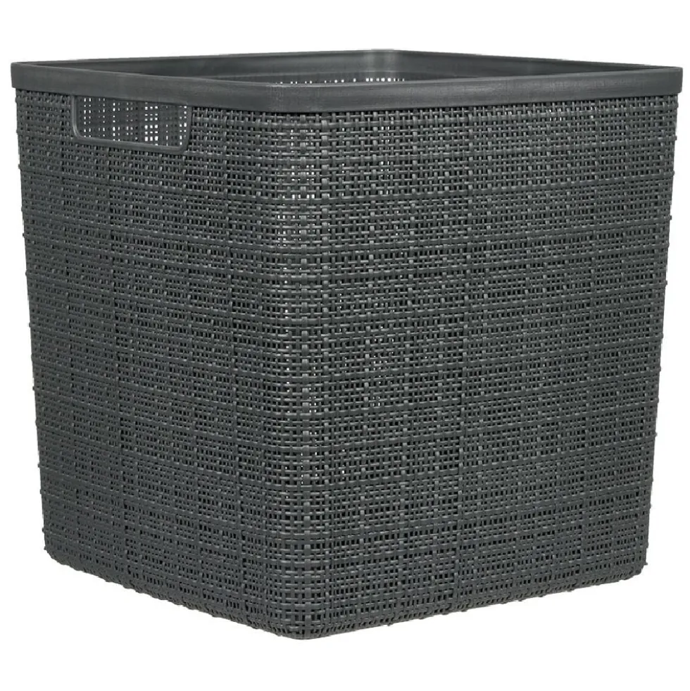 Panière Box Cube effet jute 17L 27x27x27cm gris