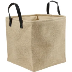 Panière Box Cube effet jute 31x31x31cm beige