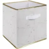 Panière Box Cube effet marbre 31x29x31cm blanc et doré