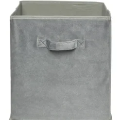Panière Box Cube effet velours 31x29x31cm gris