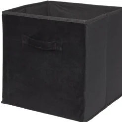 Panière Box Cube effet velours 31x29x31cm noir