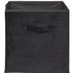Panière Box Cube effet velours 31x29x31cm noir