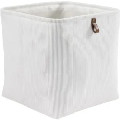 Panière Box Cube effet velours 31x31x31cm blanc