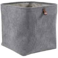 Panière Box Cube effet velours 31x31x31cm gris
