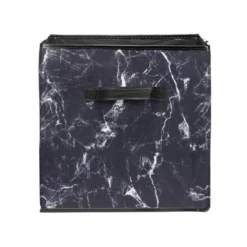 Panière Box Cube motif marbre noir et blanc 31x29xH31cm