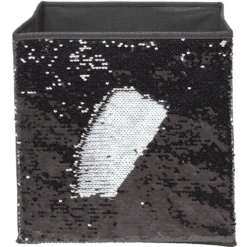 Panière Box Cube sequin noir 31x29x31cm