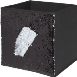 Panière Box Cube sequin noir 31x29x31cm
