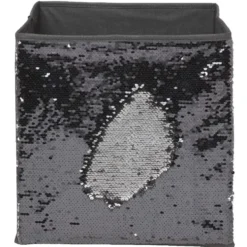 Panière Box Cube 31x29x31cm sequin noir