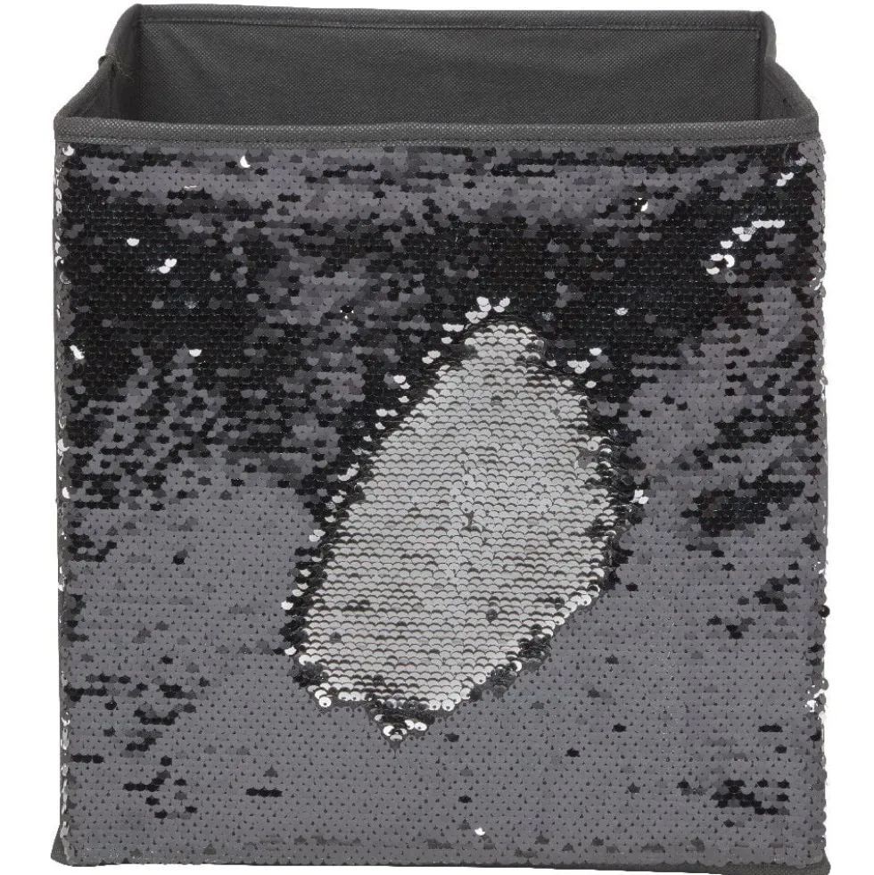Panière Box Cube 31x29x31cm sequin noir