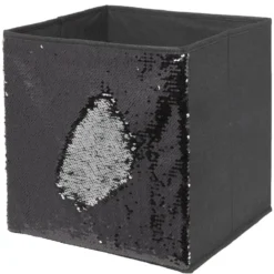 Panière Box Cube 31x29x31cm sequin noir