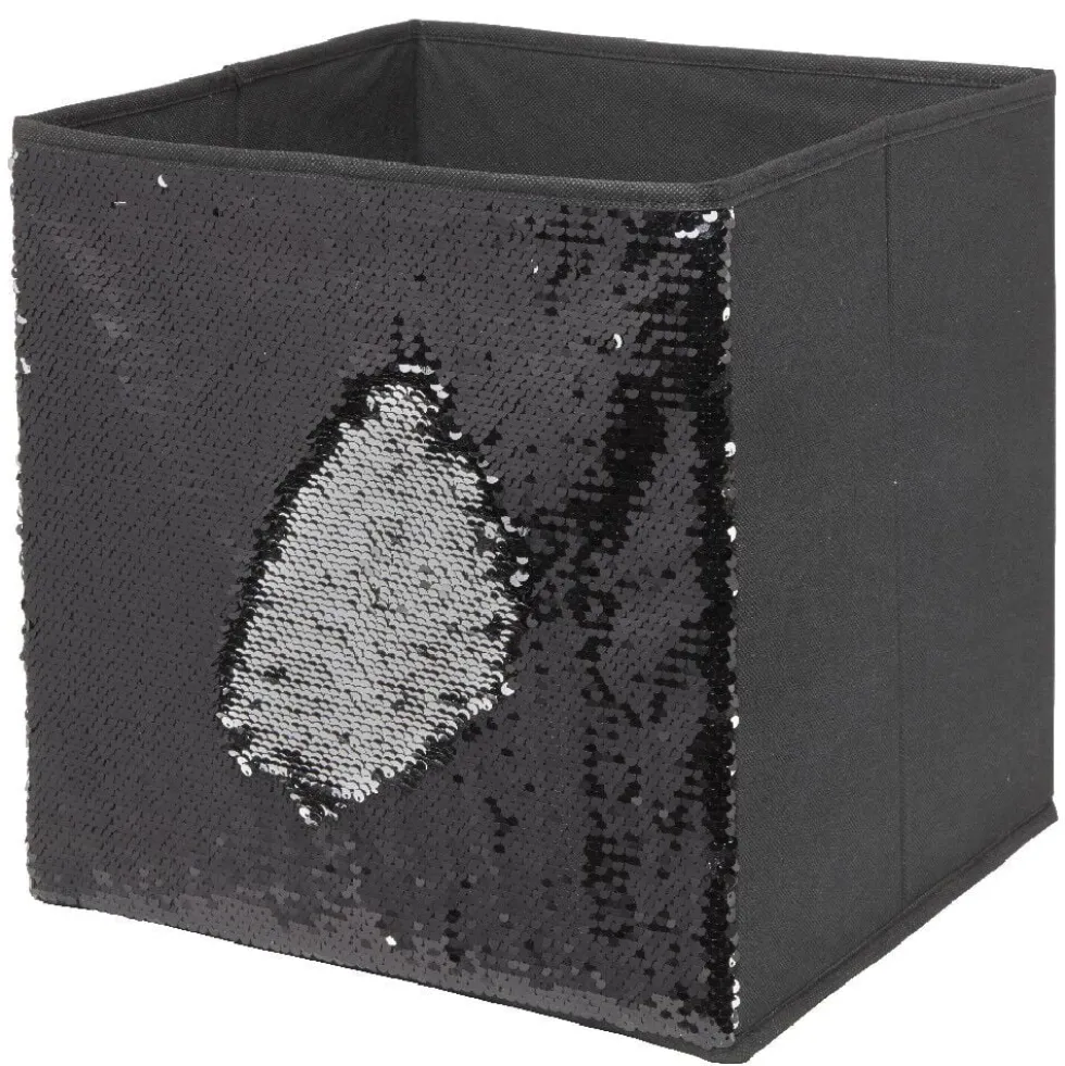 Panière Box Cube 31x29x31cm sequin noir