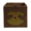 Panière carrée Box Cube enfant tissu bouclette marron paresseux 31x31xH29cm