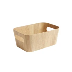 Panière carton et papier imitation bois 26x18xH11cm