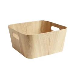 Panière carton et papier imitation bois 30x30xH15cm