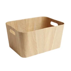 Panière carton et papier imitation bois 40x30xH20cm
