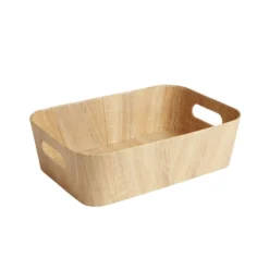 Panière carton et papier imitation bois 37x26xH11cm