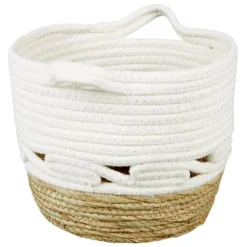 Panière coton jute blanc cassé et naturel petit modèle Ø23xH20cm