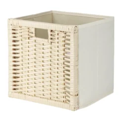Panière de rangement Box Cube carrée 1 face tressée 27x27x27cm