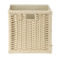 Panière de rangement Box Cube carrée 1 face tressée 27x27x27cm
