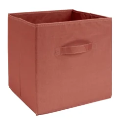 Panière de rangement Box Cube cartonnée rouge terracotta 31x31xH29cm