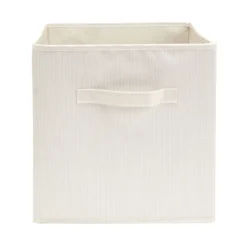 Panière de rangement Box Cube cartonnée blanche à rayures 31x31xH29cm
