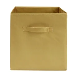 Panière de rangement Box Cube cartonnée jaune moutarde 31x31xH29cm