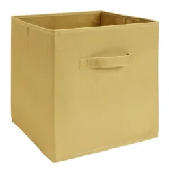 Panière de rangement Box Cube cartonnée jaune moutarde 31x31xH29cm