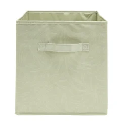 Panière de rangement Box Cube cartonnée vert motif nature d'oie 31x31xH29cm