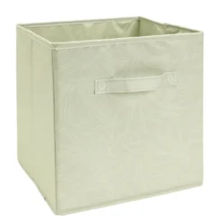 Panière de rangement Box Cube cartonnée vert motif nature d'oie 31x31xH29cm