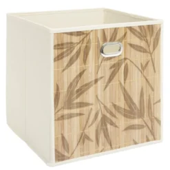 Panière de rangement Box Cube façade bambou feuillage 31x31xH31cm (2 modèles)