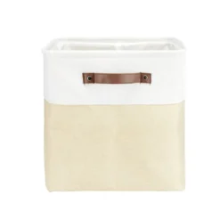 Panière de rangement Box Cube tissu 31x31xH29cm (2 modèles beige ou gris)