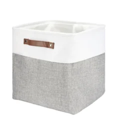Panière de rangement Box Cube tissu 31x31xH29cm (2 modèles beige ou gris)