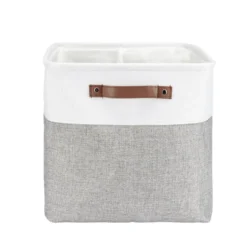Panière de rangement Box Cube tissu 31x31xH29cm (2 modèles beige ou gris)