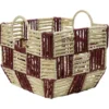 Panière de rangement carrée damier papier beige et rouge 26x26xH20cm
