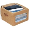 Panière de rangement carrée laine bouclée marron 40x40xH25cm