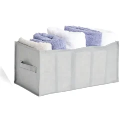 Panière de rangement dressing 5 compartiments gris 44x25xH20cm