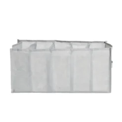 Panière de rangement dressing 5 compartiments gris 44x25xH20cm
