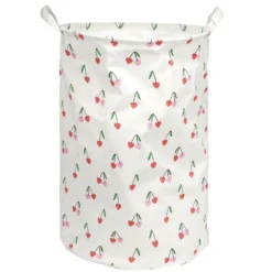 Panière de rangement enfant souple motif cerise Ø34xH52cm
