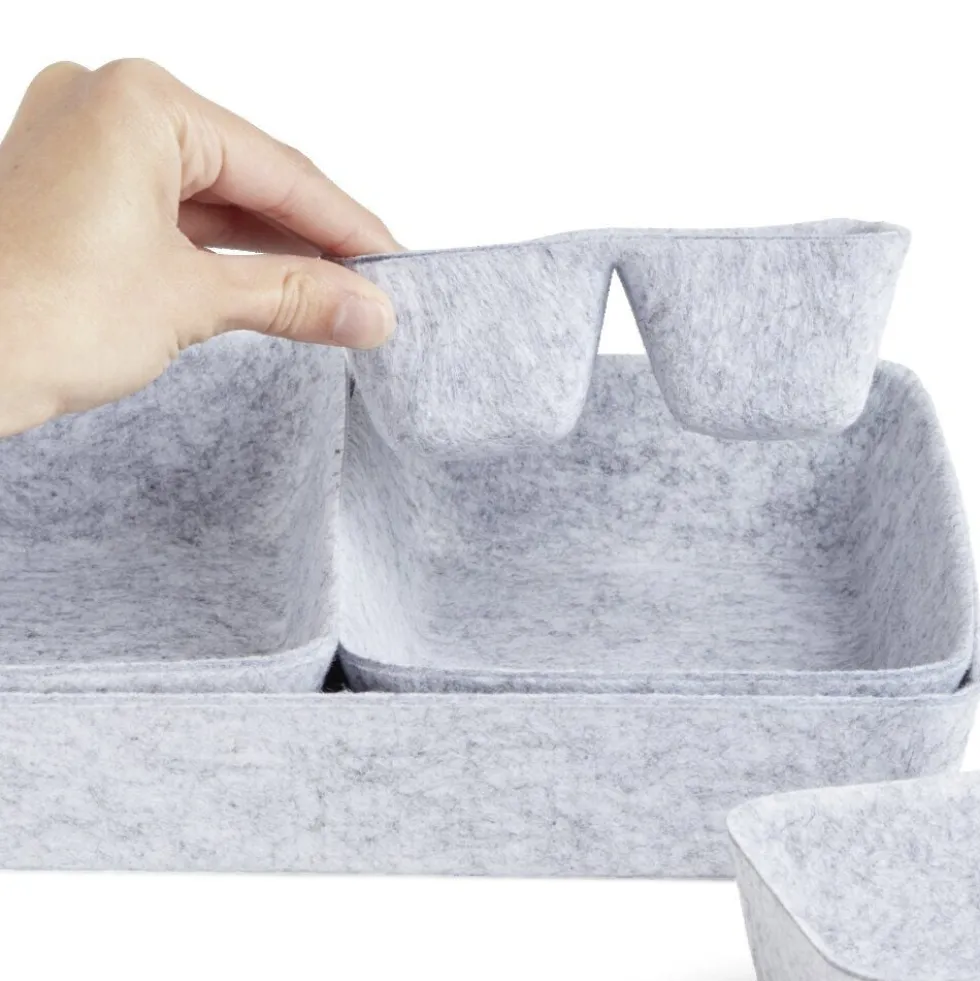 Panière de rangement en feutrine lot de 5 tailles