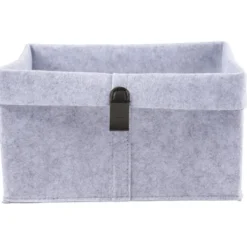 Panière de rangement feutrine gris 25x25xH18cm
