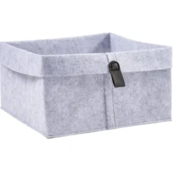 Panière de rangement feutrine gris 25x25xH18cm