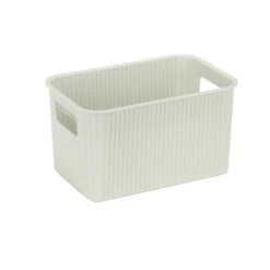 Panière de rangement 4L rectangulaire plastique blanc 25,5x17xH12,5cm