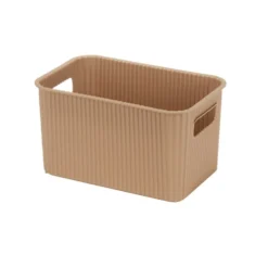 Panière de rangement 4L rectangulaire plastique marron 25,5x17xH12,5cm