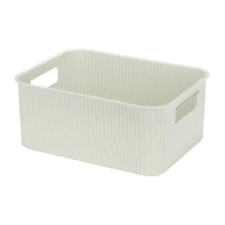Panière de rangement 10L rectangulaire plastique blanc 35x26,5xH12,5cm