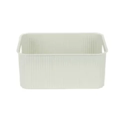 Panière de rangement 10L rectangulaire plastique blanc 35x26,5xH12,5cm