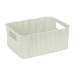 Panière de rangement 10L rectangulaire plastique blanc 35x26,5xH12,5cm