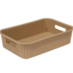 Panière de rangement 2L rectangulaire plastique marron 25,5x17xH6cm