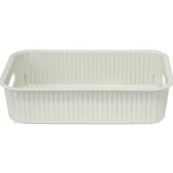 Panière de rangement 2L rectangulaire plastique blanc 25,5x17xH6cm
