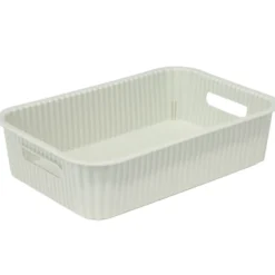 Panière de rangement 2L rectangulaire plastique blanc 25,5x17xH6cm